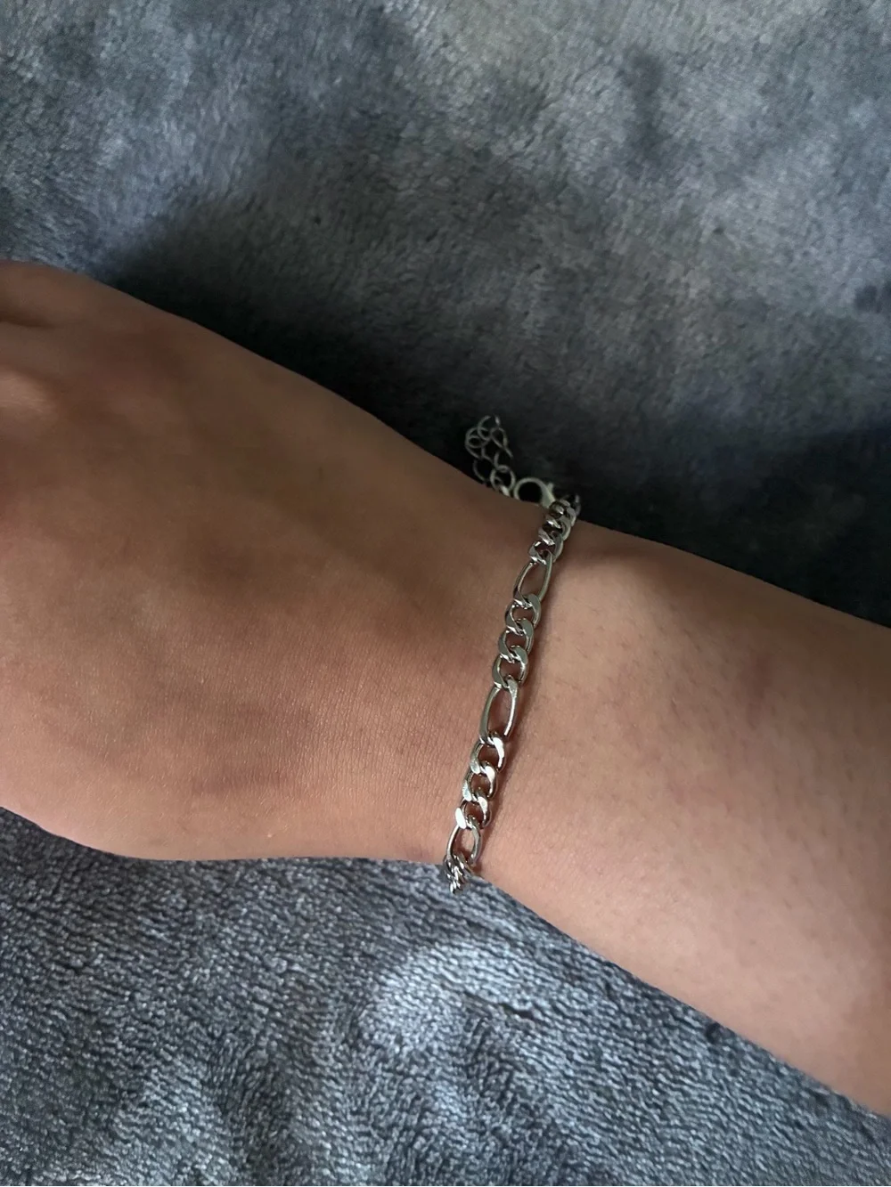 Thick Figaro Chain Link Bracelet Silver